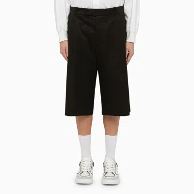 Alexander Mcqueen 4-pocketed Wide Leg Cotton Shorts In Black