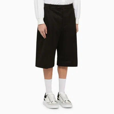 Alexander Mcqueen 4-pocketed Wide Leg Cotton Shorts In Black