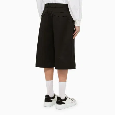 Alexander Mcqueen 4-pocketed Wide Leg Cotton Shorts In Black