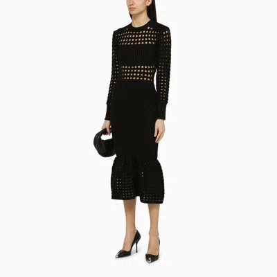 Alexander Mcqueen Alexander Mc Queen Black Knitted Midi Dress In Black