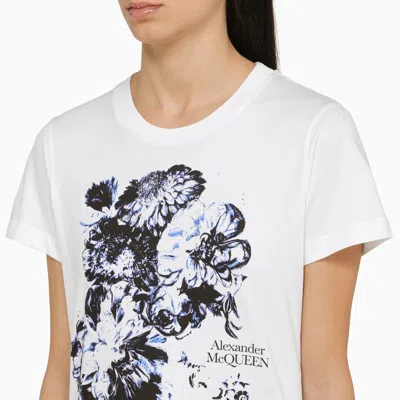 Shop Alexander Mcqueen White Printed T-shirt With Logo Women