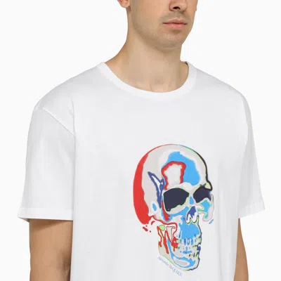 Shop Alexander Mcqueen White T-shirt With Solarised Skull Print Men