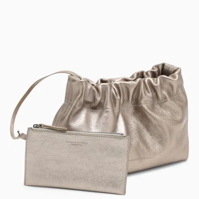 Shop Brunello Cucinelli Soft Pearl-coloured Leather Bag Women In Silver