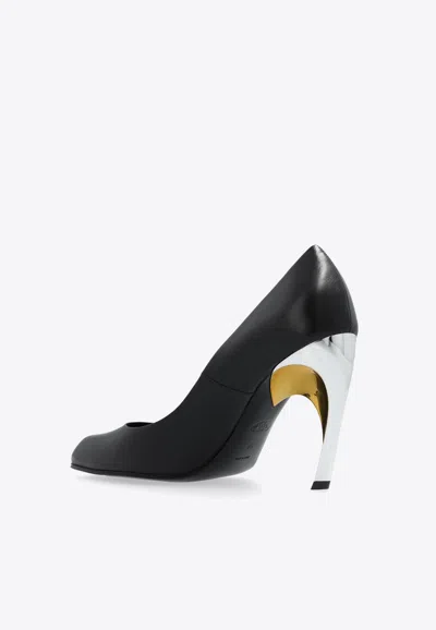 Shop Alexander Mcqueen Armadillo 95 Leather Almond Pumps In Black