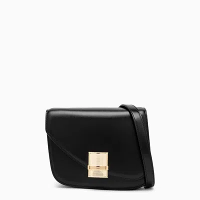 Ferragamo Black Leather Small Fiamma Crossbody Bag In Multicolor