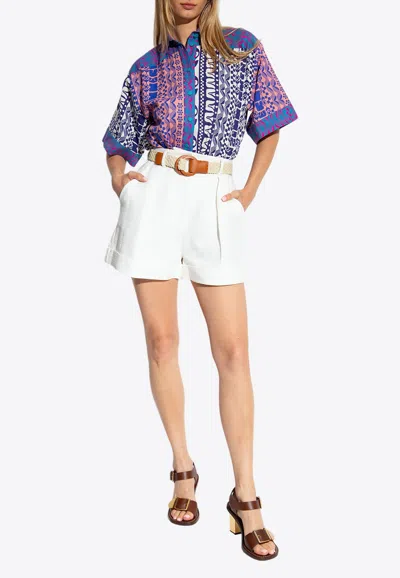 Shop Zimmermann August Belted Shorts In White