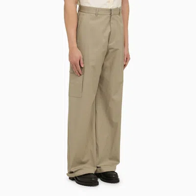 Shop Off-white Beige Cotton Wide Cargo Trousers Men In Cream