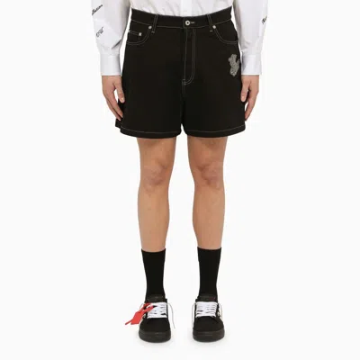 Shop Off-white Black Cotton Short With Logo Men