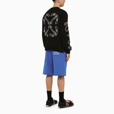 Shop Off-white Black Cotton Crewneck Sweatshirt With Logo Embroidery Men