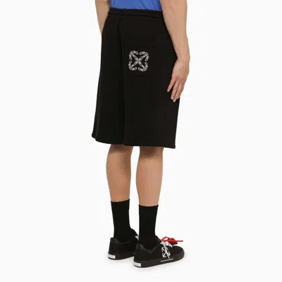 Shop Off-white Black Cotton Bermuda Shorts With Logo Men