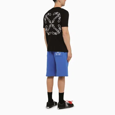 Shop Off-white Black Cotton T-shirt With Logo Embroidery Men