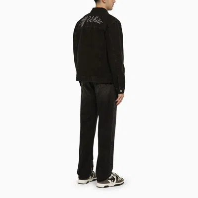 Shop Off-white Black Denim Jacket With Logo Men