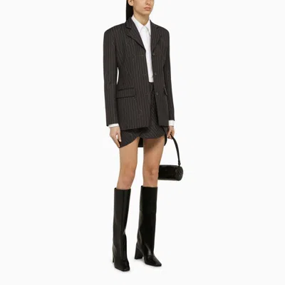 Off-white Grey Single-breasted Pinstripe Jacket In Wool Blend In Gray