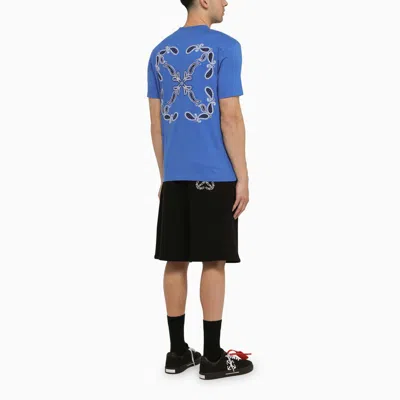Shop Off-white Nautical Blue Cotton T-shirt With Logo Embroidery Men