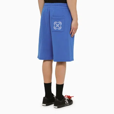 Shop Off-white Nautical Blue Cotton Bermuda Shorts With Logo Men