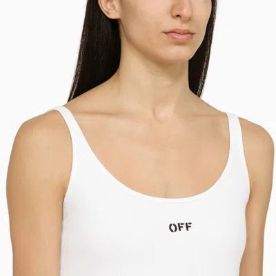 Shop Off-white White Cotton Tank Top With Logo Women