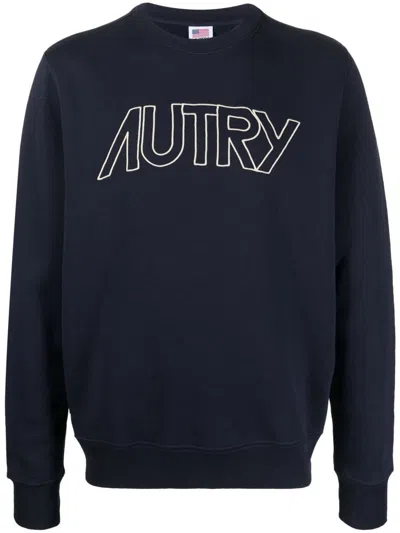 Shop Autry Logo Cotton Sweatshirt In Blue