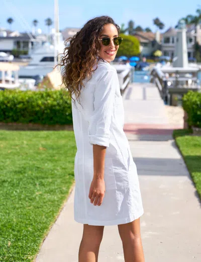Frank & Eileen Southern Ireland Utility Dress In White Italian Performance Linen In White