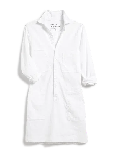 Frank & Eileen Southern Ireland Utility Dress In White Italian Performance Linen In White