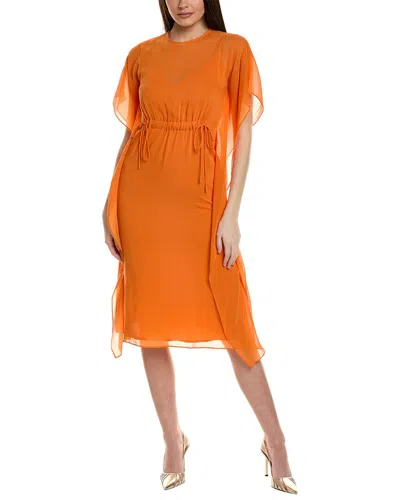 Shop Max Mara Studio Calenda Silk-blend Caftan Dress In Orange