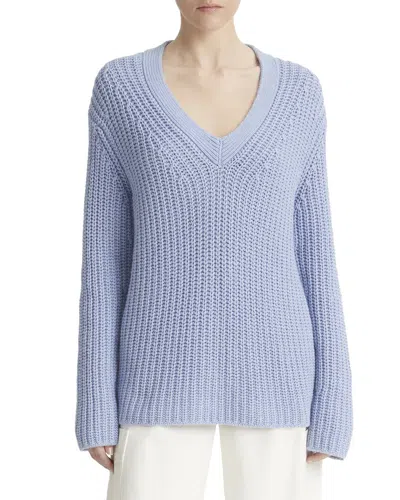 Shop Vince Chunky Shaker Wool & Cashmere-blend Sweater In Blue