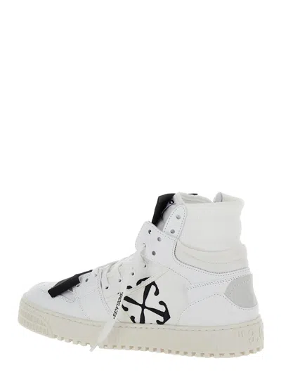 OFF-WHITE '3.0 OFF COURT' WHITE HIGH TOP SNEAKERS WITH ICONIC ZIP TIE IN LEATHER AND CANVAS MAN 