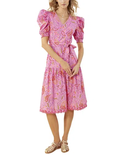 Shop Hale Bob Puff Sleeve Midi Dress In Pink