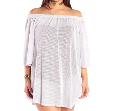 Always For Me Plus Size Off The Shoulder Cover Up Tunic In White In White