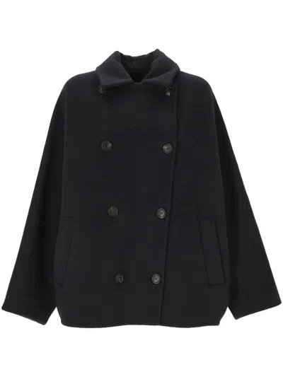 Brunello Cucinelli Double-breasted Wool And Cashmere Cab In Blue