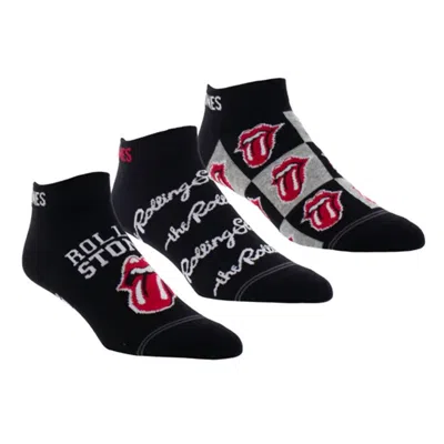 Perri’s Socks Unisex - Rolling Stones Collegiate Tongues Liner Socks - 3 Pair In Black In Black