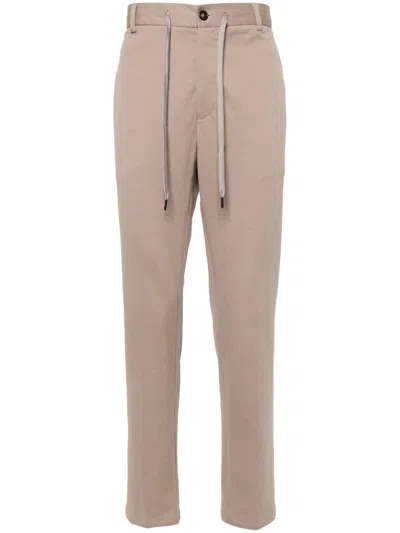 Circolo 1901 Piqué Drawstring Trousers With Pressed Crease In Dove Grey