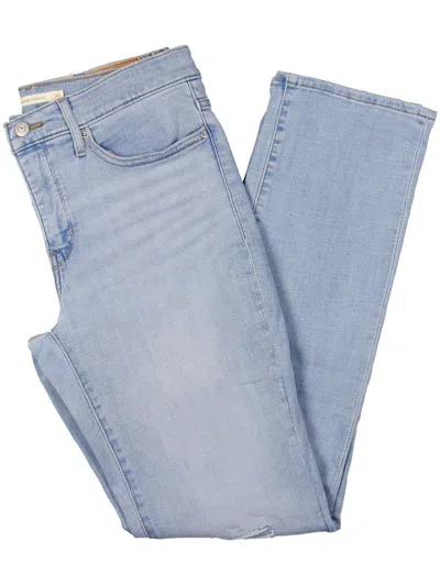 Shop Levi's Womens High Rise Distressed Straight Leg Jeans In Blue