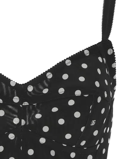Dolce & Gabbana Polka-dot Marquisette Corset Top In Pois Picc