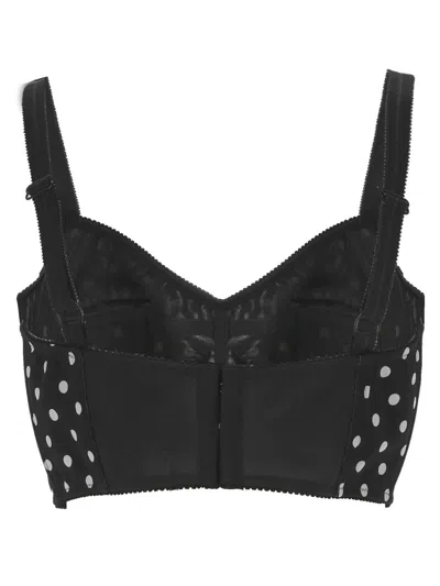 Dolce & Gabbana Polka-dot Marquisette Corset Top In Pois Picc