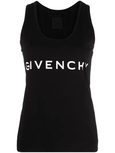 Shop Givenchy Logo Cotton Tank Top In Black