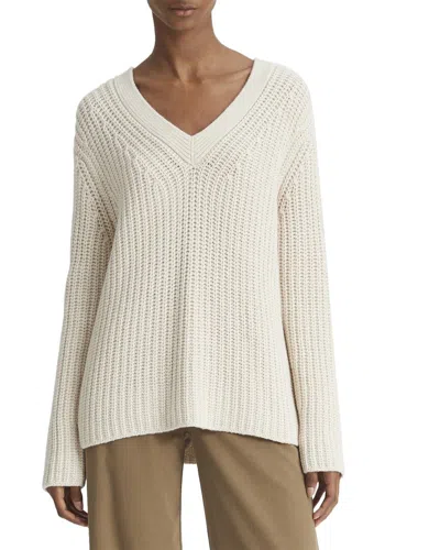Shop Vince Chunky Shaker Wool & Cashmere-blend Sweater In White