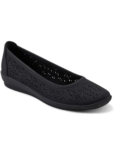 Easy Spirit Alessia 3 Womens Padded Insole Faux Leather Ballet Flats In Black