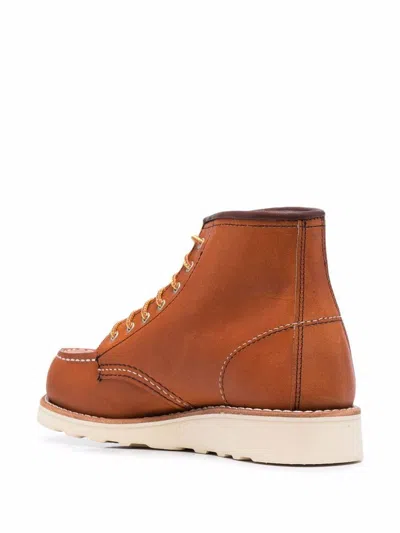 Shop Red Wing Shoes Classic Moc Leather Ankle Boots In Leather Brown