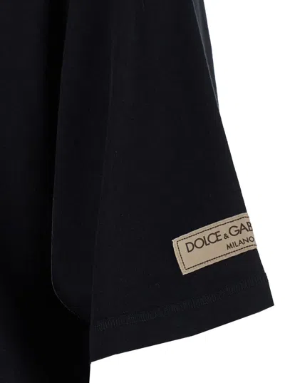Dolce & Gabbana Black T-shirt With Logo Lettering Print In Black