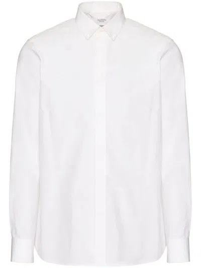 Shop Valentino Rockstud Cotton Shirt In White