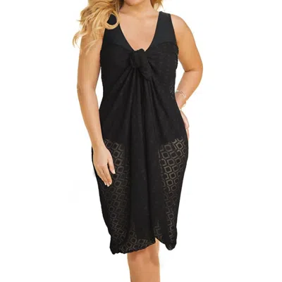 Always For Me Clipped Jacquard Plus Size Long Pareo Cover Up In Black In Black