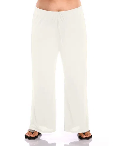 Always For Me Plus Size Tie Front Lounge Beach Cover Up Pant In White In White