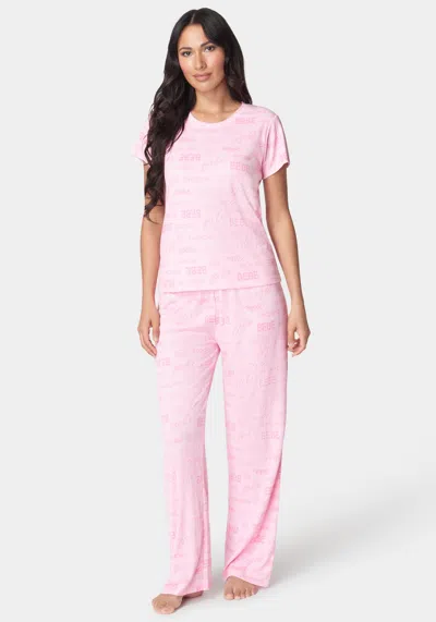 Bebe 2x2 Rib Pant Sets In Light Pink