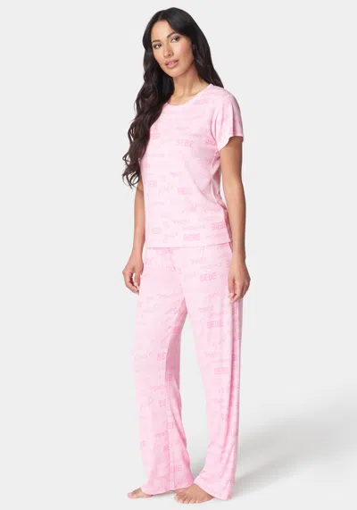 Bebe 2x2 Rib Pant Sets In Light Pink