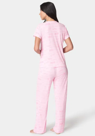 Bebe 2x2 Rib Pant Sets In Light Pink