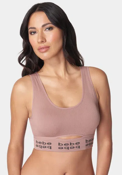 Bebe Two Pack Ribbed Seamless Microfiber Comfort Bras In Sable Rose