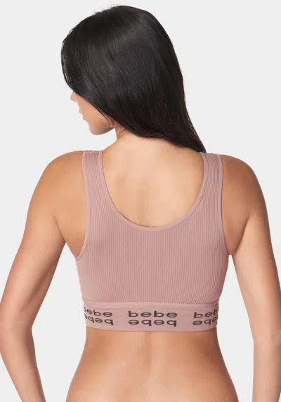 Bebe Two Pack Ribbed Seamless Microfiber Comfort Bras In Sable Rose