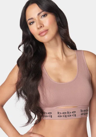 Bebe Two Pack Ribbed Seamless Microfiber Comfort Bras In Sable Rose