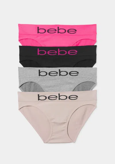 Bebe Four Pack Seamless Microfiber Bikini Set In Pink Glow