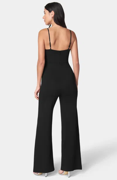 Bebe Embellished Corset Jumpsuit In Black,silver